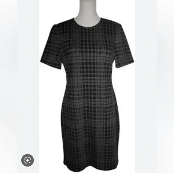 Theory Rijik Structured Knit Pattern Shift Dress - Picture 2 of 11